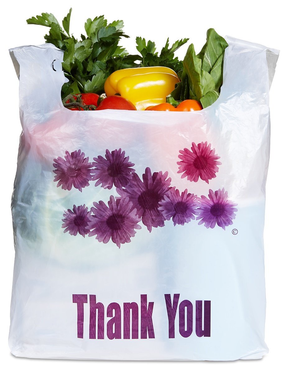 Purple Flower Thank You Plastic Heavy Duty Shopping Bags - 500 pcs/case