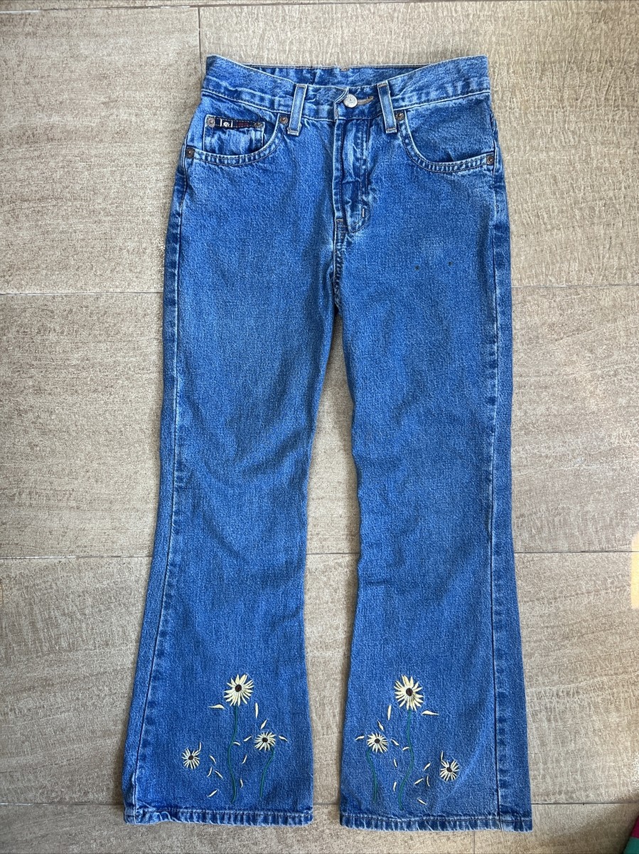 LEI Girls 10 Denim Flare Bell Blue Jean VINTAGE Y2K 90s Flare