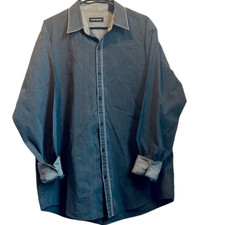 Michael Brandon houndstooth lining striped button down dress shirt men  s XL