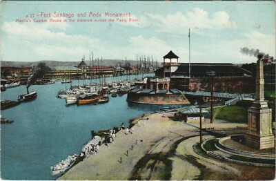 PC PHILIPPINES, FORT SANTIAGO AND ANDA MONUMENT, Vintage Postcard (b39111)