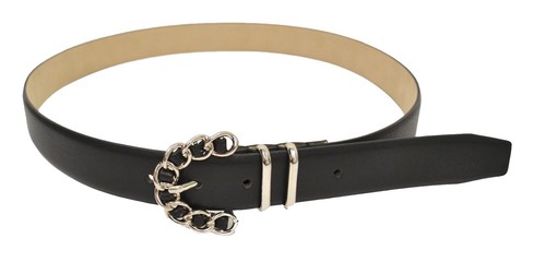 Chanel Spring 2008 Black Leather Gold Chain Accent Belt 