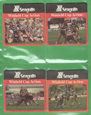 #E.   FOUR(4)  GOLD COAST SEAGULLS  RUGBY LEAGUE CLUB  DRINK  COASTERS