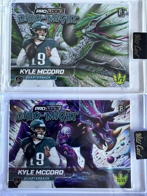 Kyle McCord 2025 Wild Card Dino-Might 3/7 Green & 11/15 Purple Eagles Rookie Lot