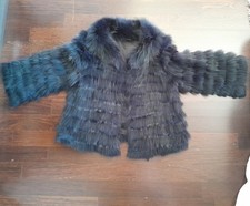 YVES SALOMON GIACCA PELLICCIA BLU NUOVA FR.36