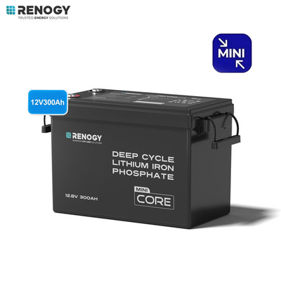 Renogy 12V 300Ah Core Mini Deep Cycle LiFePO4 Lithium Battery Backup Power IP65