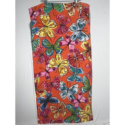 Mainstays Butterfly Beach Towel Orange Pink Blue 100% Cotton Retro Fairy 27''x55''