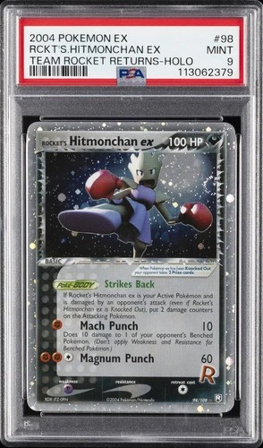 2004 POKEMON EX TEAM ROCKET RETURNS #98 ROCKET'S HITMONCHAN EX-HOLO PSA 9