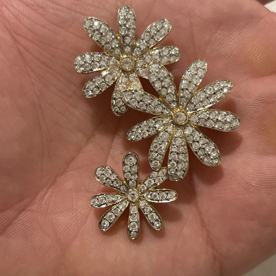 出售! 复古施华洛世奇水晶胸针 罕见! 完好! 花卉 — 第 3/4 张图片