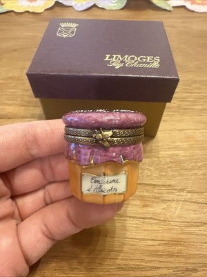 Chanille Limoges Peint Main Trinket Box Jam Jar