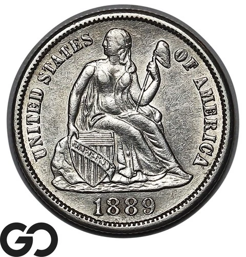 1889-S Seated Liberty Dime Blast White Luster, Tough This Nice, BU++