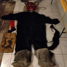 Krampus Perchtenmaske  Fell Echte Hörner Larve Maske Perchtenlauf komplett 