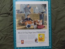 Anuncio impreso 1956 friskies comida para perros perros perros amantes de la carne Bassette Hound