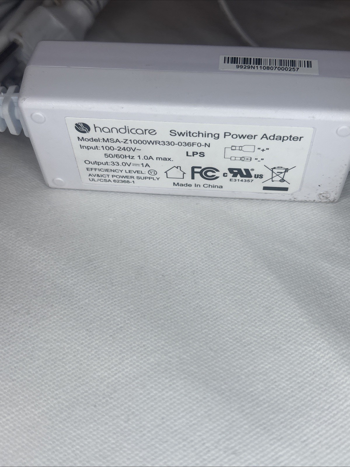 MSA-Z1000WR330-036F0-N 1000, 1100 Straight Stairlift AC Adapter Power Supply 33V