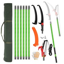 26FT Manual Pole Saw Tree Trimmers Long Handle Pruner Set with portable bag