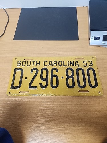 Vintage South Carolina License Plate D 296-800