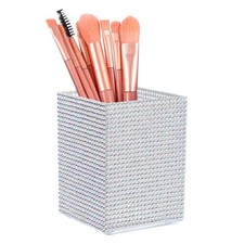 Crystal Makeup Brush Holder Storage Box Square Pencil Case Multi-Colored