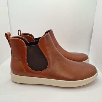 ECCO Soft 7 Chelsea Boot Sneaker Cognac Brown Leather Pull On EU 39 Size 8 - 8.5