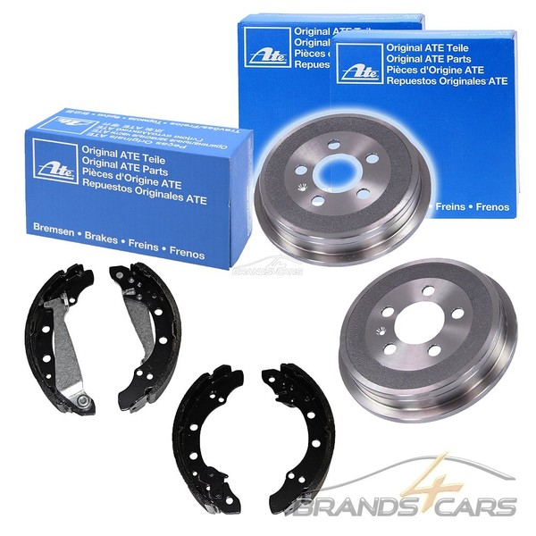 Ate 2X Bremstrommel Ø200+BREMSBACKEN Hinten FÜR Vw Fox 1.2 1.4 Bj 05-11-image