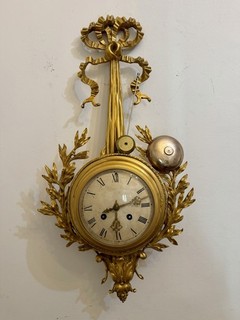 Antique 19th Century Bronze French Cartel Working Wall Clock Pendulum Bell Key