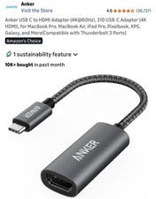 Anker 310 USB-C to 4K HDMI Conversion Adapter 60Hz A83120A1 Aluminum USB C A8312