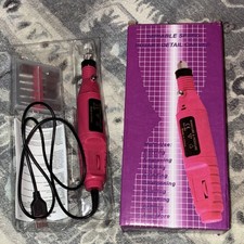Pink Electric Nail File & Drill Portable Variable Speed Kit w/ Bits