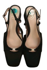 Sam Edelman Tarra 2 Slingback 2" Heels Pumps Black fabric suede Gold accents 8