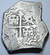 1705-1713 Shipwreck Spanish Mexico 4 Reales Genuine 1700's Pirate Cob 4R Coin