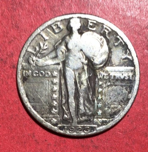 1926 US Standing Liberty SILVER Quarter! "Philadelphia" Mint! VG! Old US Coin!
