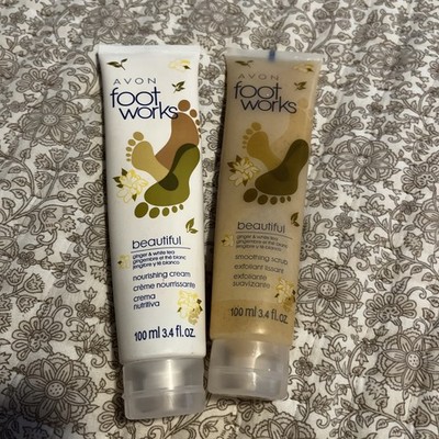 Avon Foot Works Ginger and White Tea Nourishing Cream And Smoothing Scrub Set