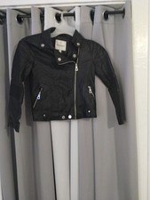 girls Black faux leather jacket Size M
