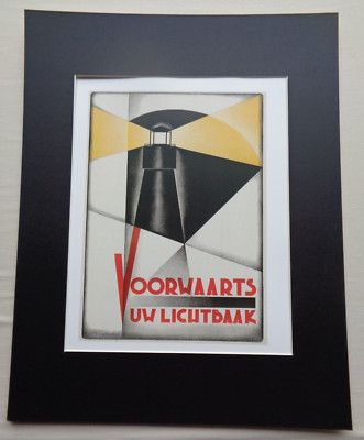 Vintage 1927 Art Deco Voorwaarts Lights Matted Print Poster by A J Funke Kupper
