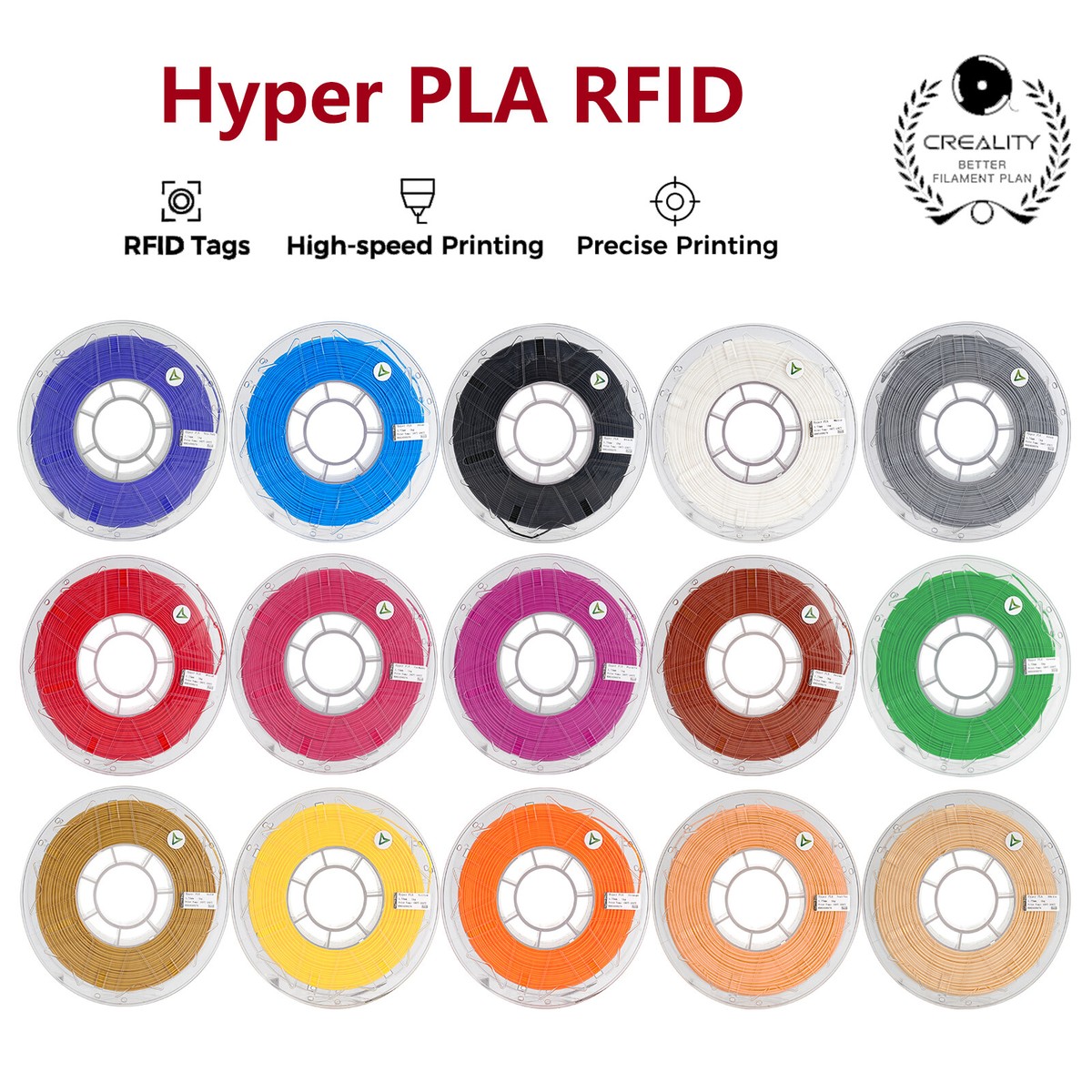 ADD 10, PAY 6】Creality Hyper PLA RFID 3D Printing Filament 1kg