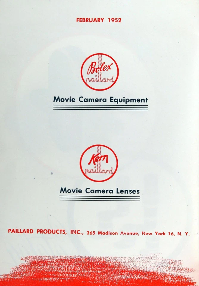 Paillard-Bolex 目录 1952 年 2 月销售目录 8 毫米 16 毫米零售价格表 — 第 3/4 张图片