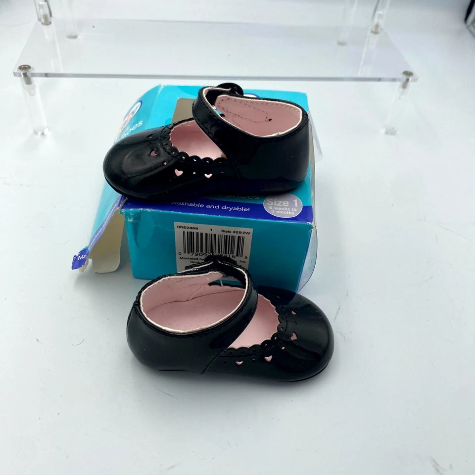 Zapatos informales Baby Connection 429-2W niño pequeño EE. UU. 1 Mary Jane charol negro Foto 2 de 4