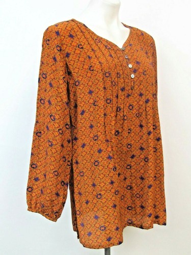 Kate & Mallory Chiffon Floral Print Long Sleeve Seam Pleated Blouse Top Size M - Picture 2 of 4