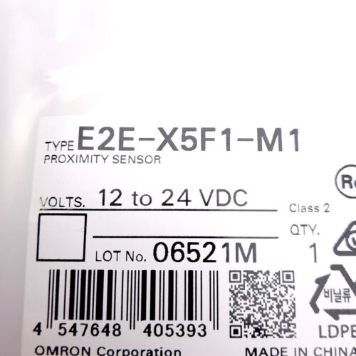 Omron E2E-X5F1-M1 Inductive Proximity Sensor 5mm Range, 12-24VDC, PNP-NO, M18 - Picture 2 of 6