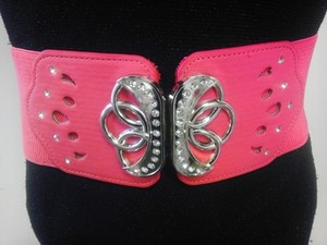 Elegant High &Low Waist Elastic Fuchsia Pink Belt W/ Metal Buckle Lock S M L Elegant High &Low Waist Elastic Fuchsia Pink Belt W/ Metal Buckle Lock S M L