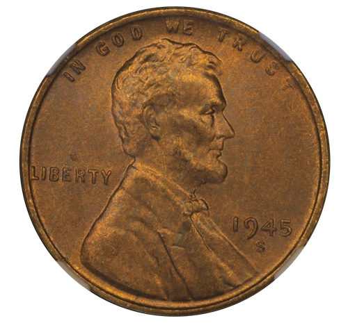 USA 1945-S Lincoln Cent Wheat Reverse (MS 66 RED - NGC)