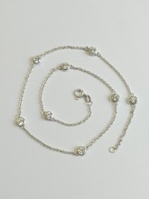 Zirkonia Halskette 41 cm 925 Sterling Silber CZ Damen Collier Glitzer