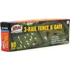 3 RAIL FENCE & GATE FENCING HO SCALE ATLAS LAYOUT DIORAMA 777