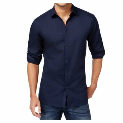 Alfani Men's Long Sleeve Performance Regular Fit, Navy Blue, 