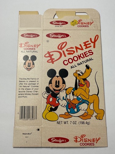 Vintage 1970's Disney Cookies Box w/ Mickey Mouse food product - Picture 2 of 2