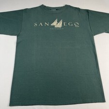 Vintage Single Sticth Sleeve Ribbed Shirt San Diego CA Large Made in USA CalCru