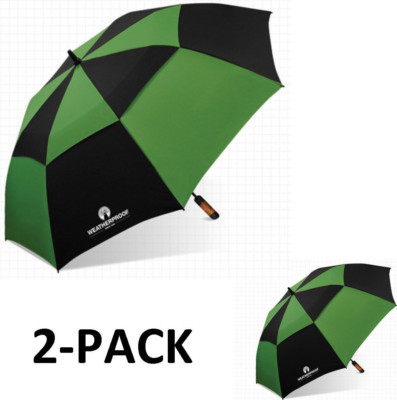 WeatherProof 60'' 2-Pack Double Canopy Fiberglass Auto Jumbo Golf Umbrella WC
