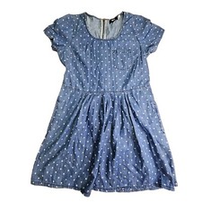 Stain* Urban Outfitters BDG Polka Dot Denim Jean Dress Small Blue Pockets O8a