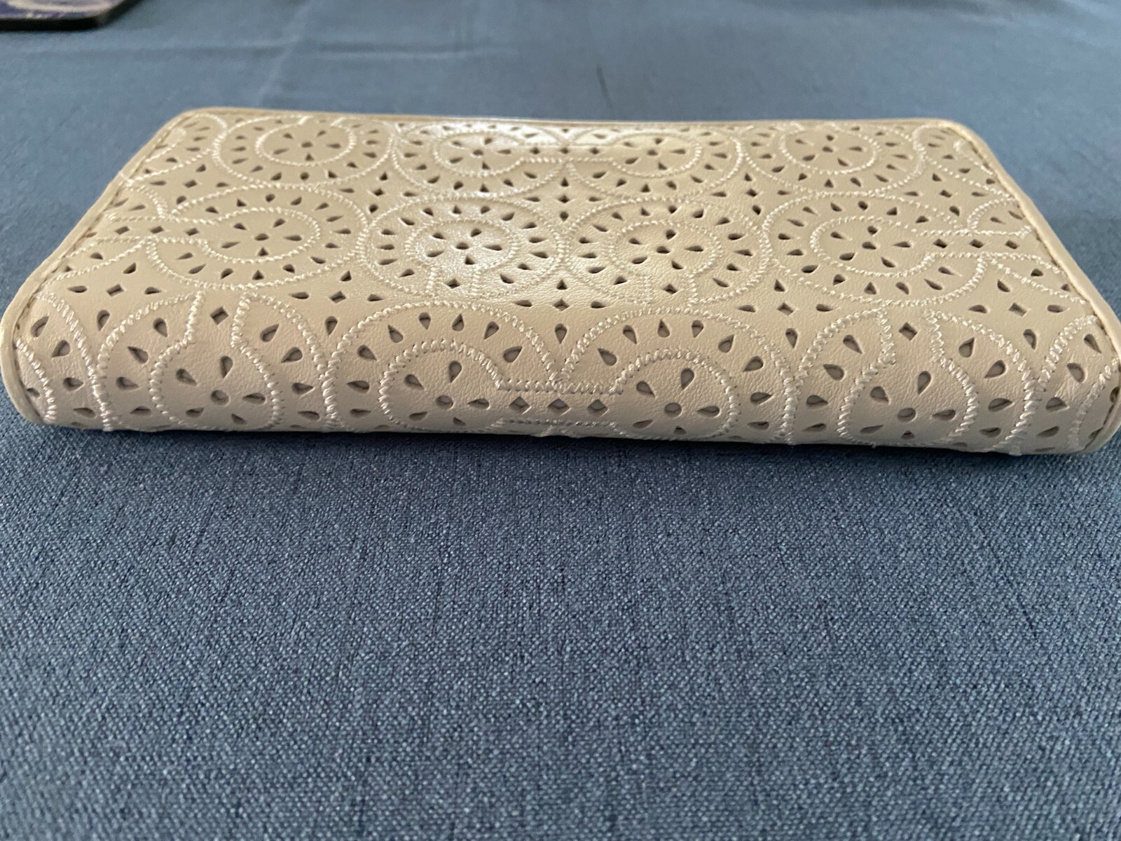 Coach Parchment Laser Cut Large Accordion Wallet Gem