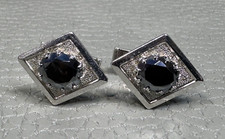 Vintage Hematite White Gold Plated Cuff Links