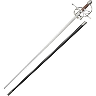 Kingston Swept Hilt Rapier 37'' Carbon Steel Blade Brown Cord Wrapped Handle