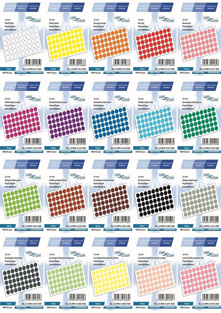 300 Marking Dot Stickers Round Spot Circles Dots Paper Labels 12 Mm Colours Ebay