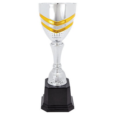 Silver & Gold Completed Metal Cup Trophy  With a accents up to 15'' Plastic Base